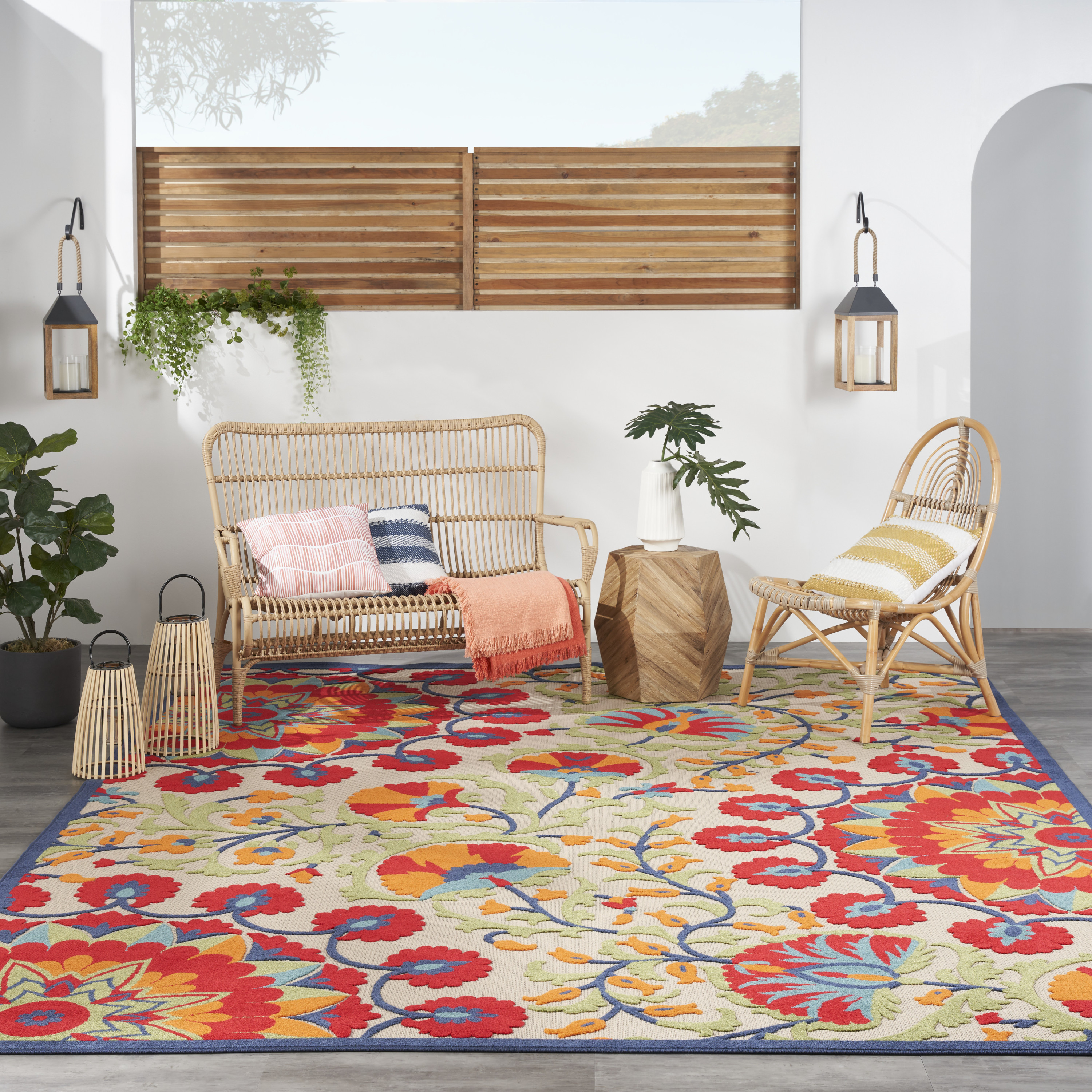 Nourison Aloha 10' x 14' Red Multicolor Transitional Rug