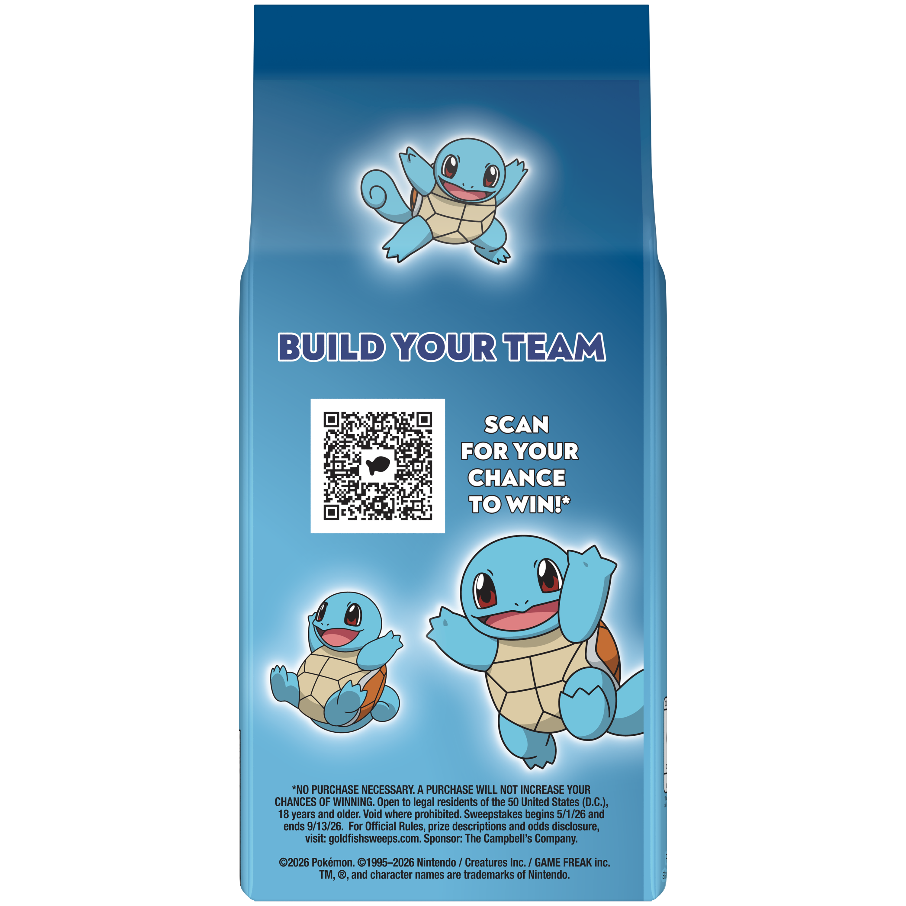 Goldfish® Pokémon Squirtle Cheddar Cheese Baked Snack Crackers, 6.6 oz, bag - Back Image