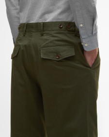 Herringbone Cotton Trousers Classic Green