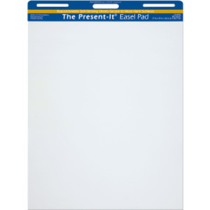 Easel Pad, Self-Adhesive, White, Unruled 27" x 34", 25 Sheets