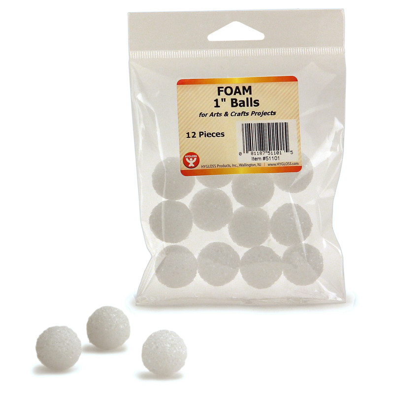 Craft Foam Balls, 1 Inch, White, Pack of 12