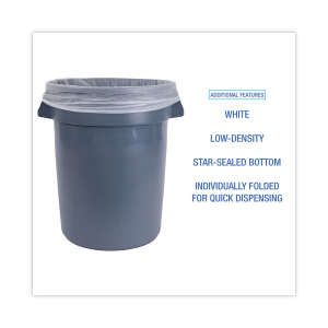 Boardwalk,  LLDPE Liner, 60 gal Capacity, 38 in Wide, 58 in High, 0.7 Mils Thick, White