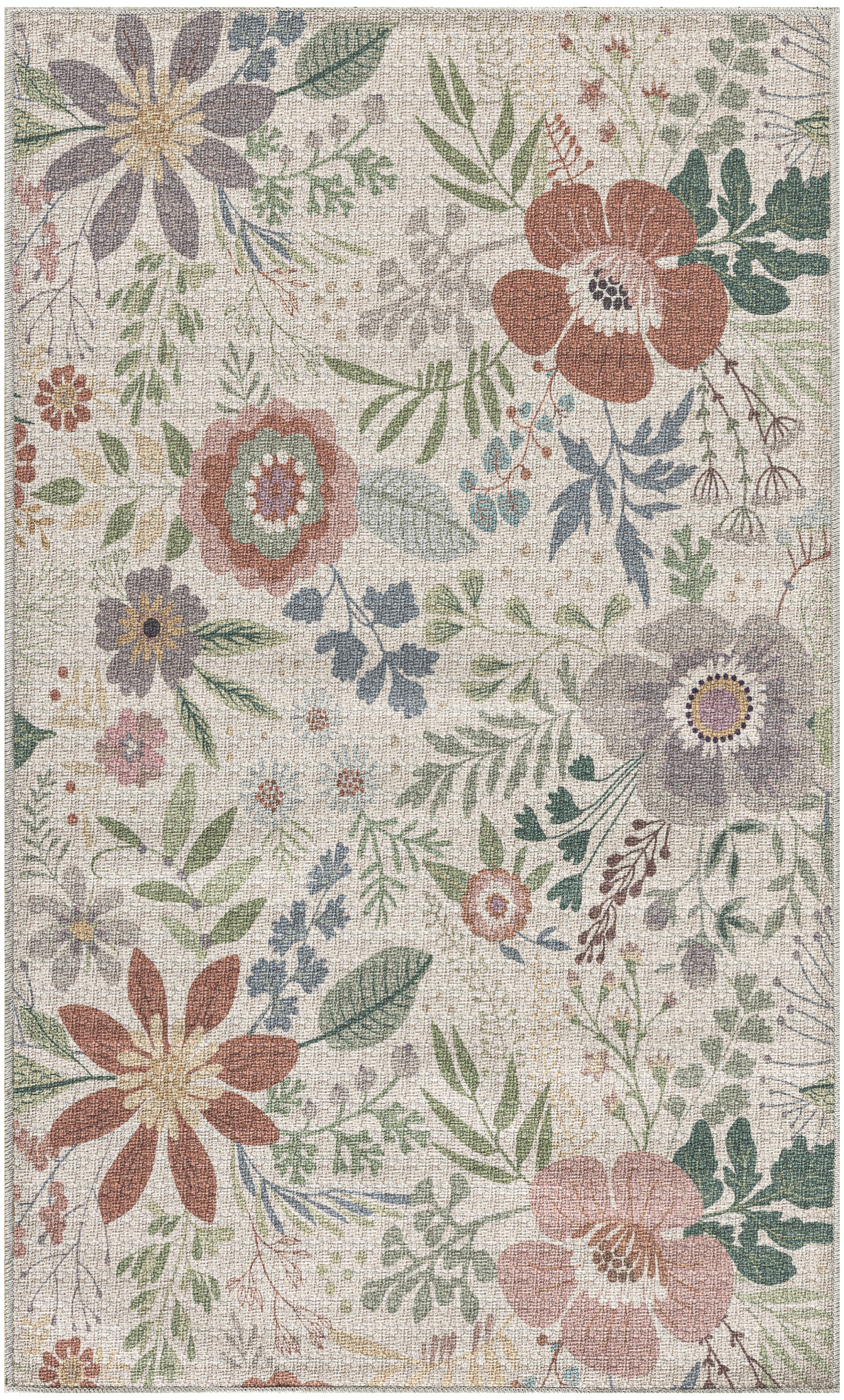 Nourison Nourison Washables 2' x 3' Cream Multicolor Farmhouse Indoor Rug