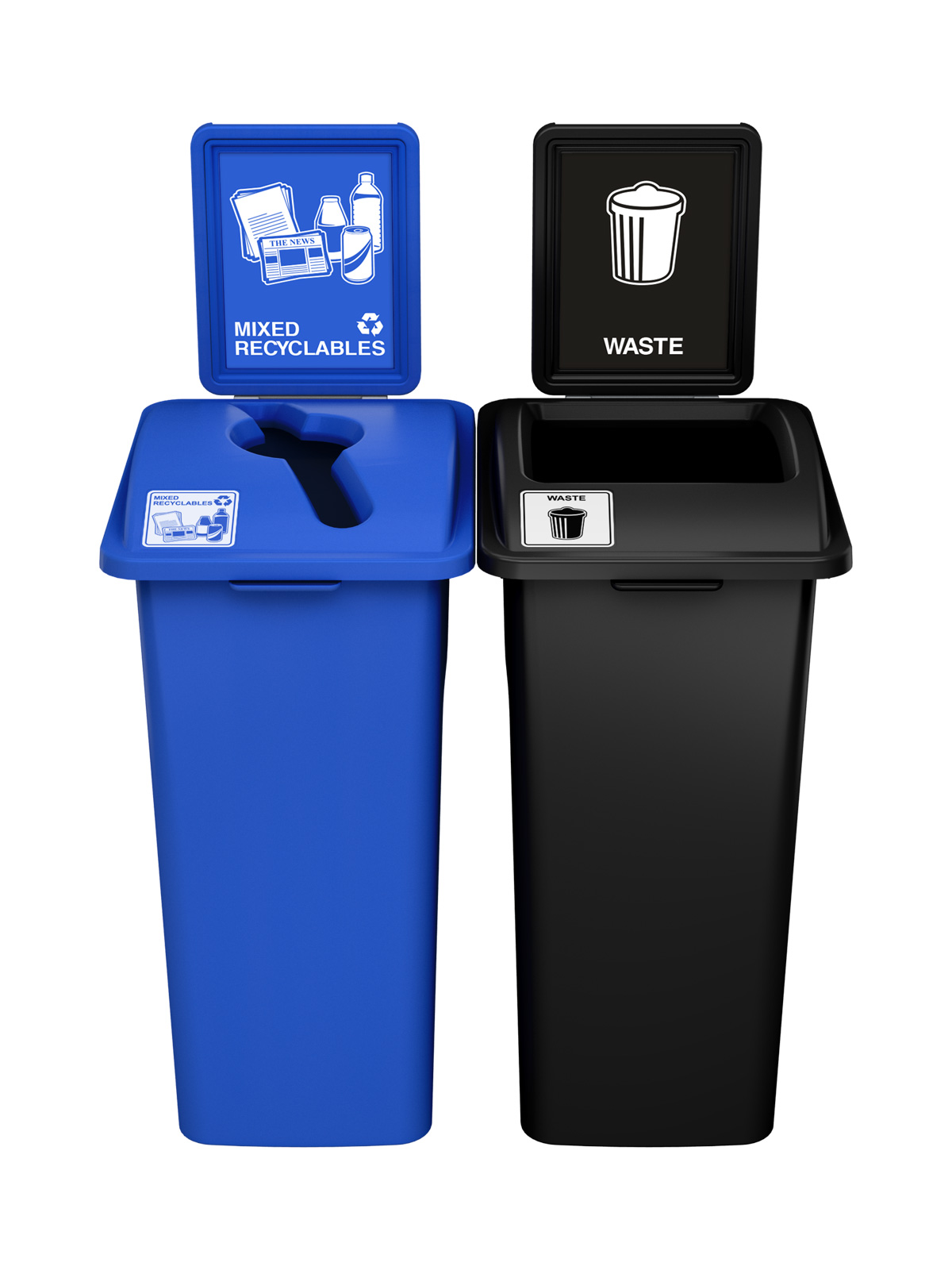 WASTE WATCHER – Double – Kit – Xl – Mixed Recyclables-Waste – Mixed-Full – Blue-Black