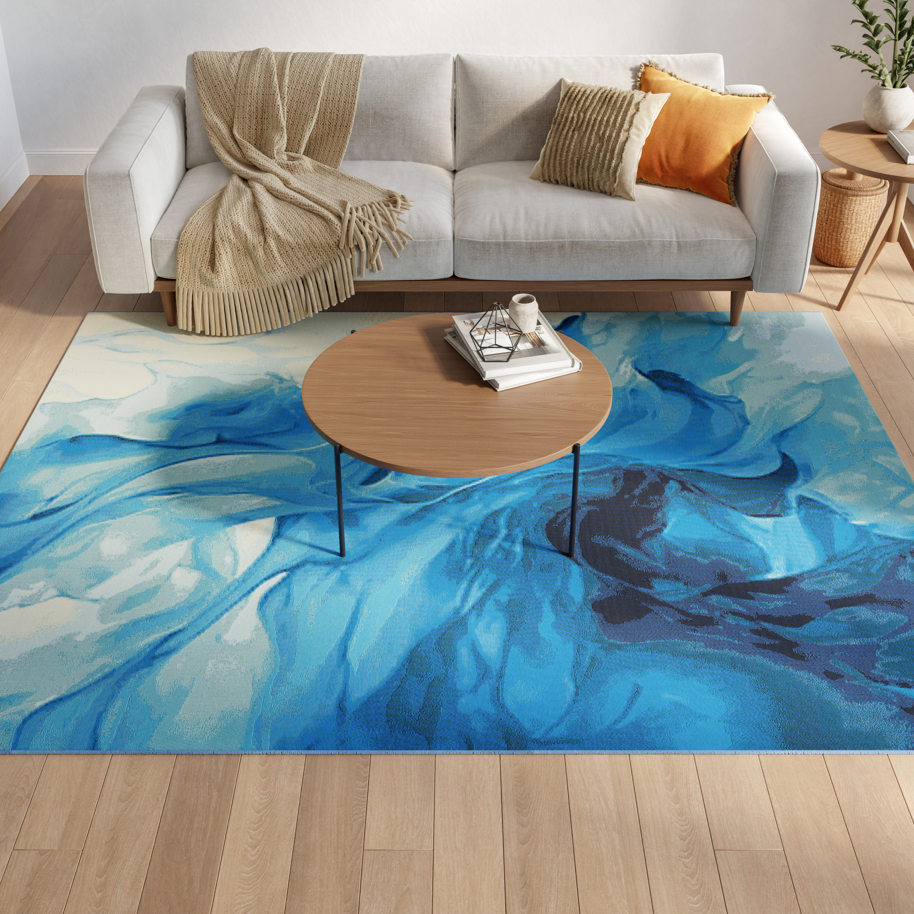 Nourison Color Splash 5'3" x 7'3" Blue Ivory Modern Rug