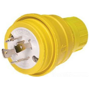 Watertight® Plug, Locking Blade, 20A, 3-Phase 250V, 3P4W, Yellow Rubber