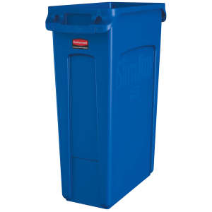 Rubbermaid Commercial, Vented Slim Jim®, 23gal, Resin, Blue, Rectangle, Receptacle