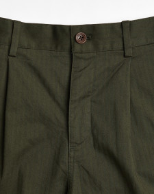 Herringbone Cotton Trousers Classic Green