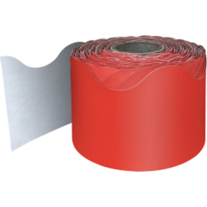 Red Rolled Scalloped Border, 65 Feet
