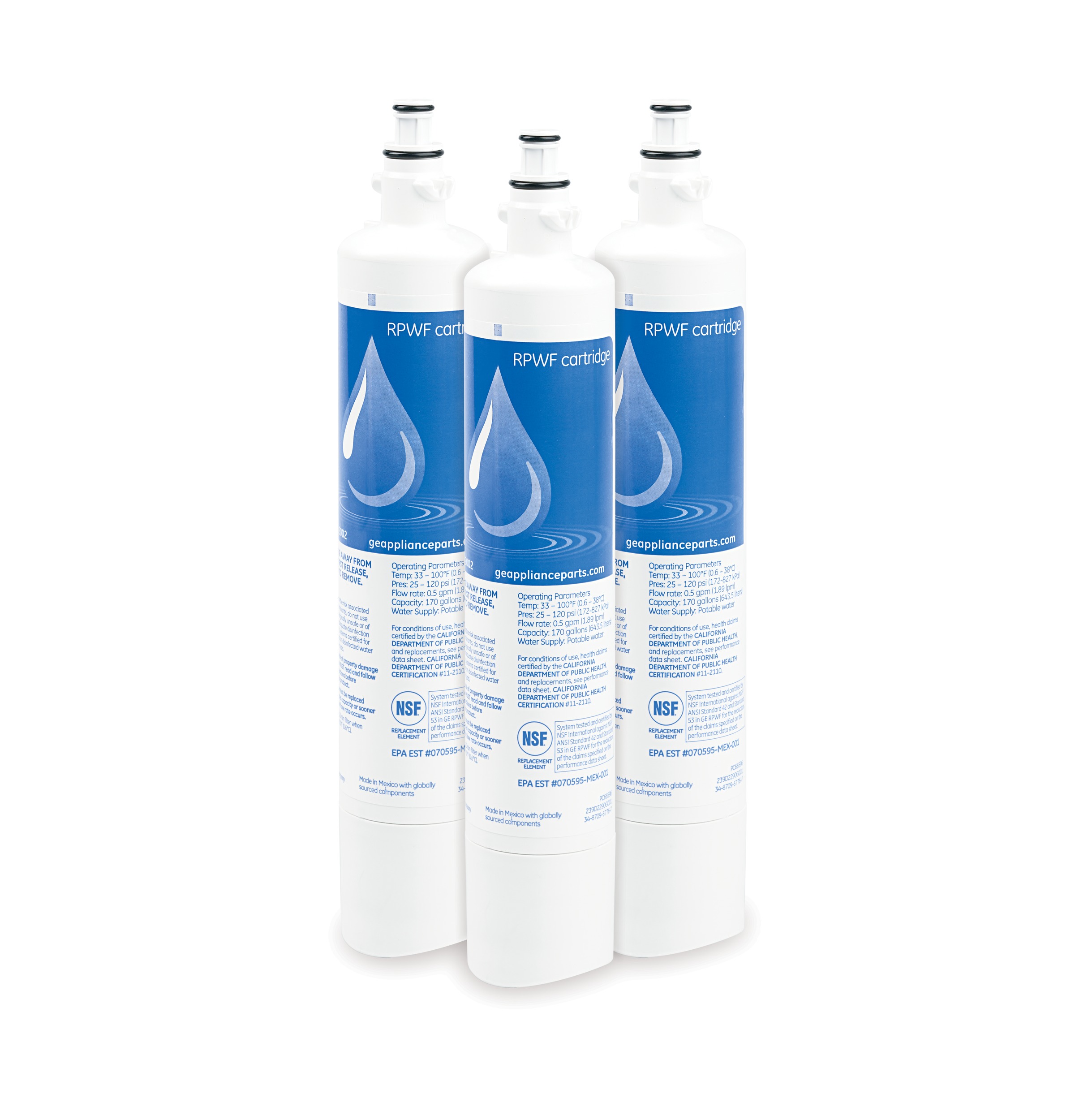 GE® Refrigerator Water Filter - 3 Pack — Model #: RPWF3PK GE® Refrigerator Water Filter - 3 Pack — Model #: RPWF3PK