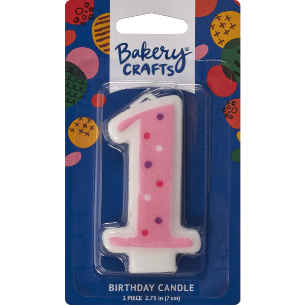 First Birthday Pink Dots Numeral Candles