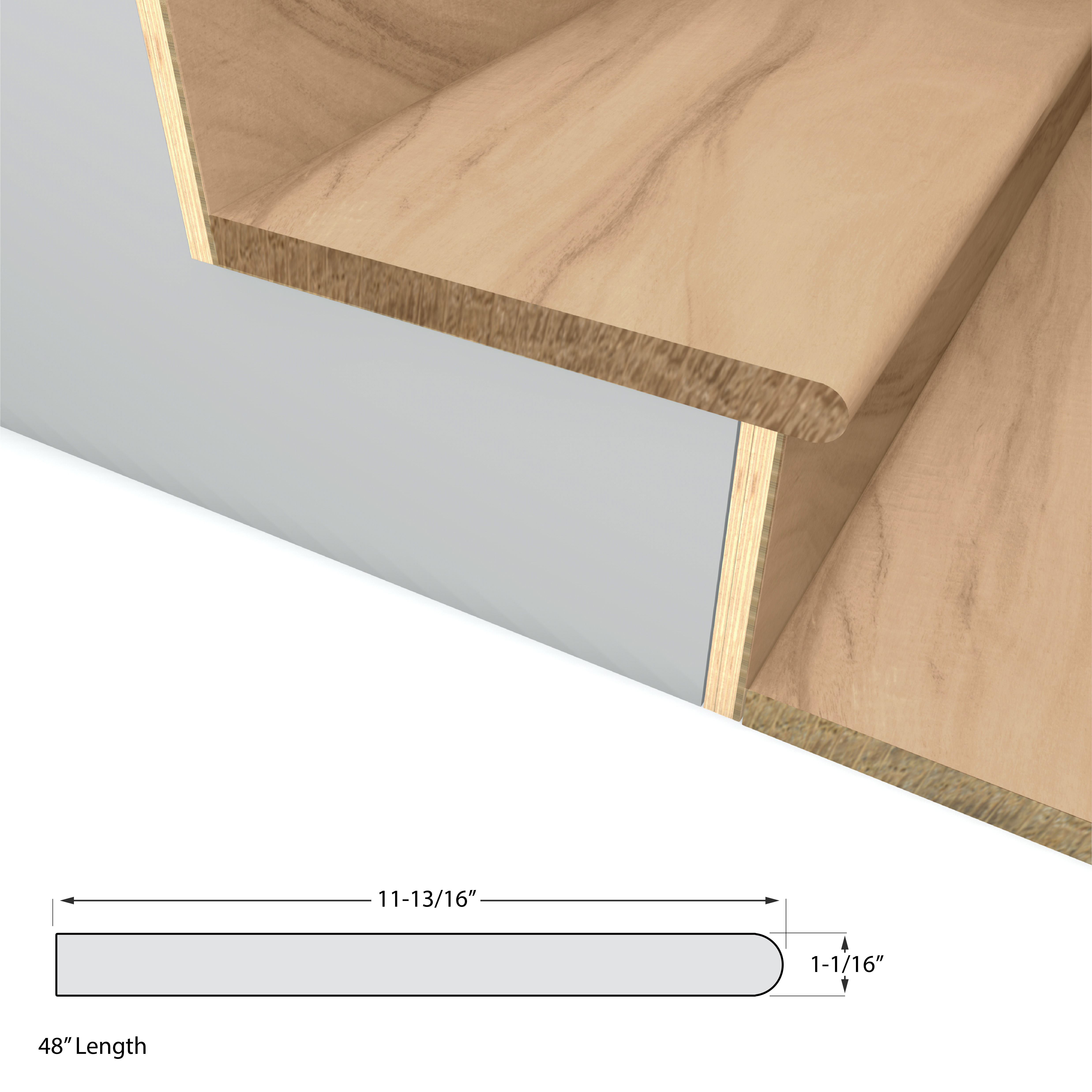 Clarified Acacia Stair Tread view 2