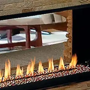 close-up of a gas fireplace
