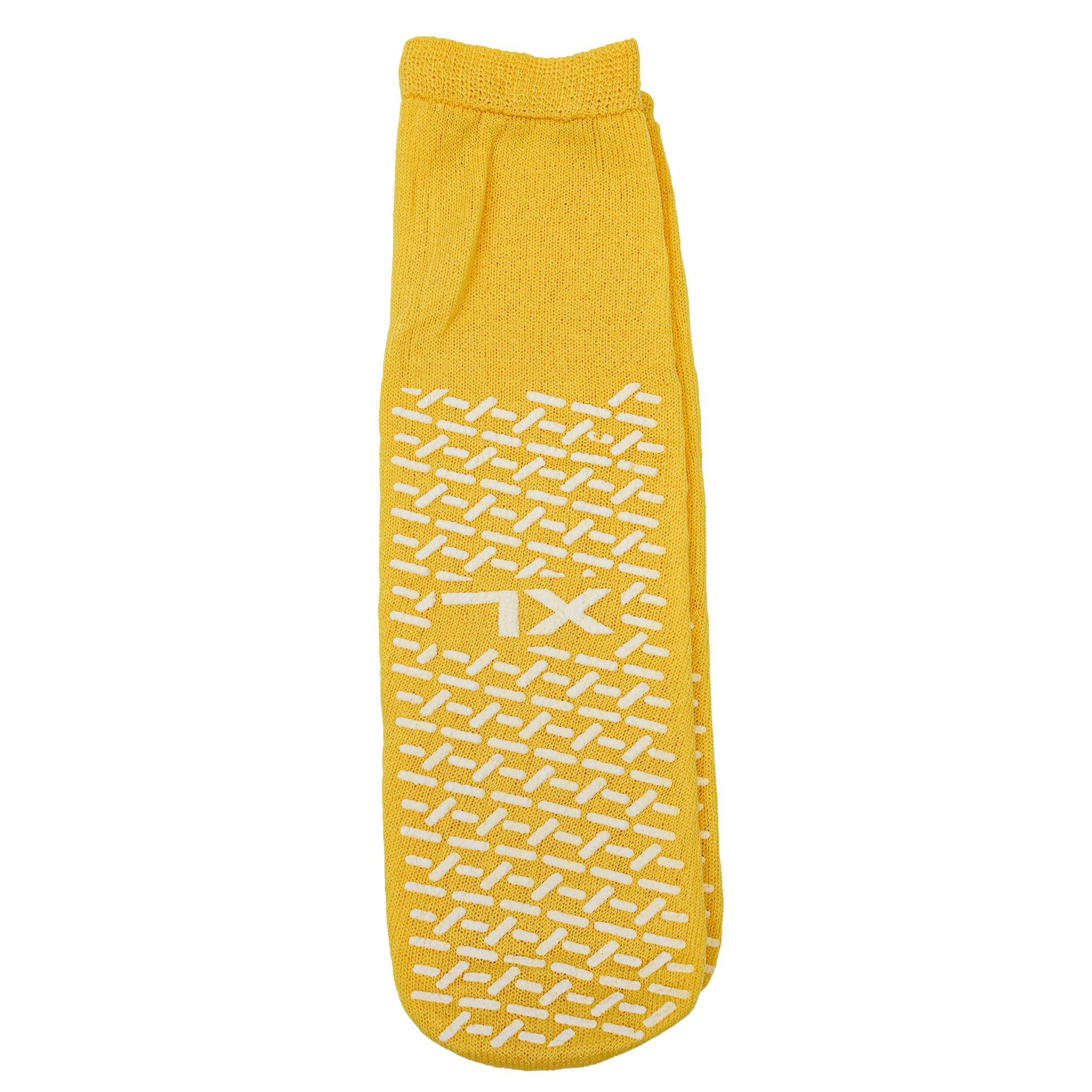 Risk Management Slipper Socks Unisex Adult X-Large Double Tread Single Patient Use Yellow