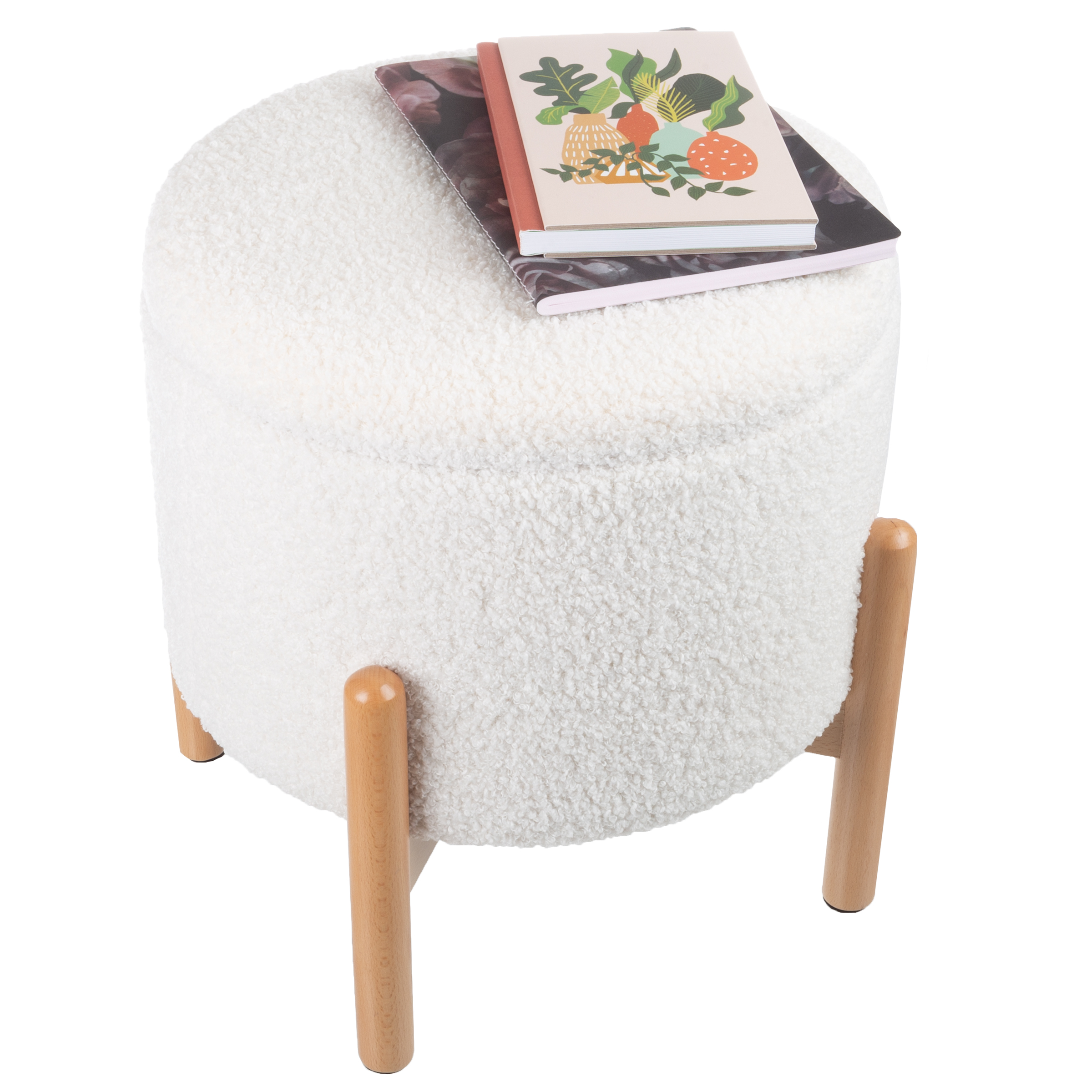 16.5" Storage Ottoman Round Sherpa Footrest or Storage Organizer - Picture 8 of 10