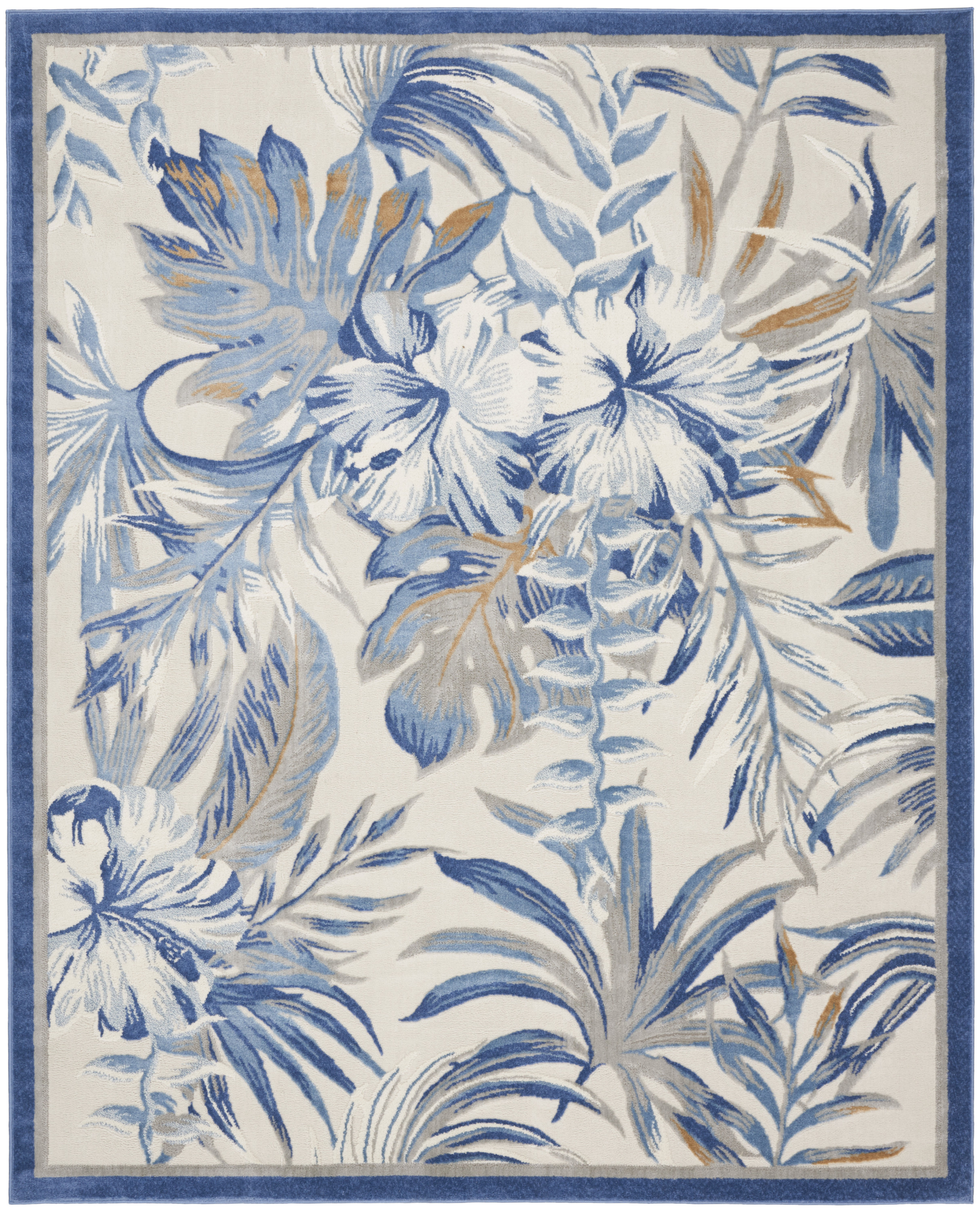 Nourison Seaside 7'10" x 9'10" Ivory Blue Tropical Indoor Rug