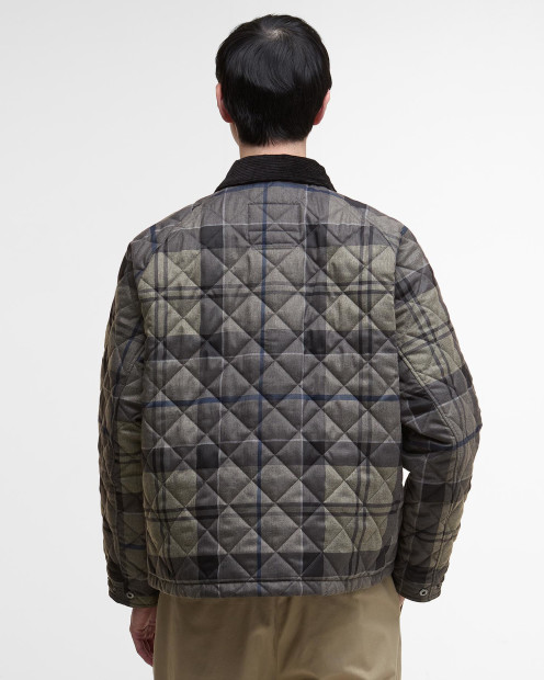 Tartan Transport Quilted Jacket Navy Winter Dress Tartan