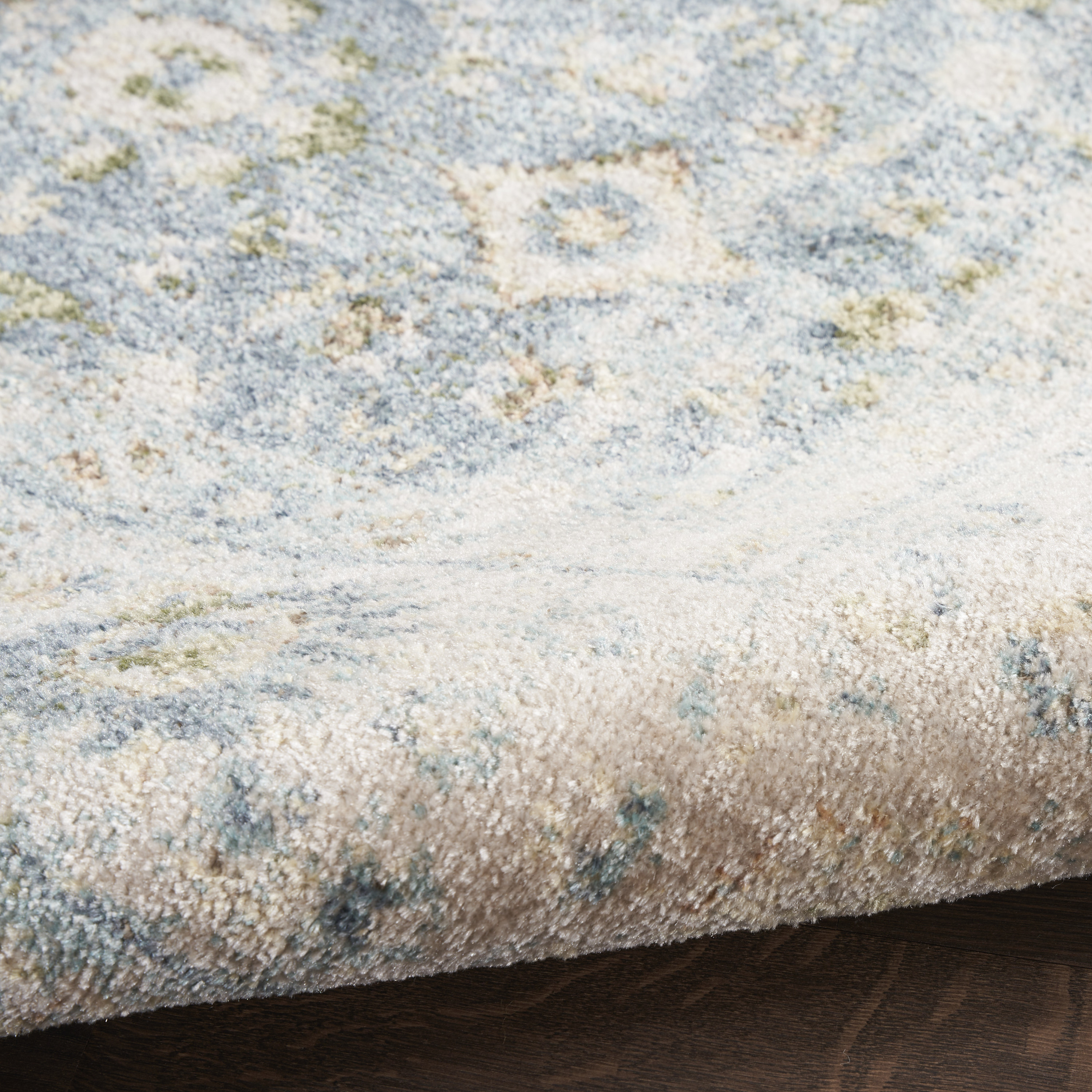 Nourison Astra Machine Washable 4' x 6' Teal Beige Vintage Indoor Rug