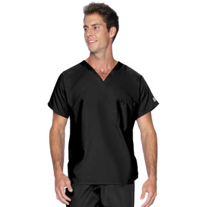 Landau Scrub Zone Unisex 1 Pocket Scrub Top: Classic Relaxed Fit, V-Neck Durable Medical Shirt 71221-