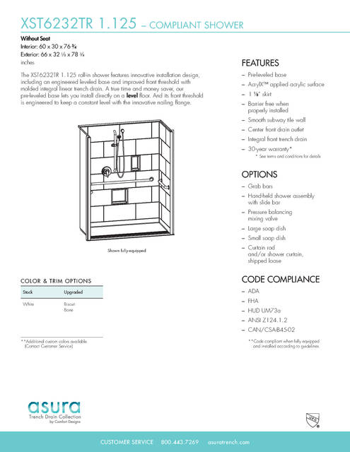 Tech Data Sheet — Cd Shower Tech Data Asura Xst 6232 Tr 1 125 No Seat