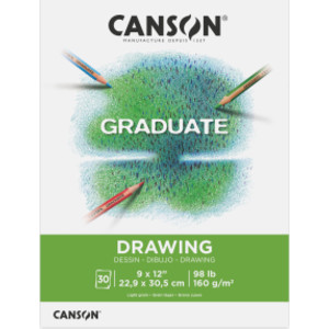 Graduate Drawing Pad, Foldover Binding, 30 Sheet, 9x12 inch, 1 Count