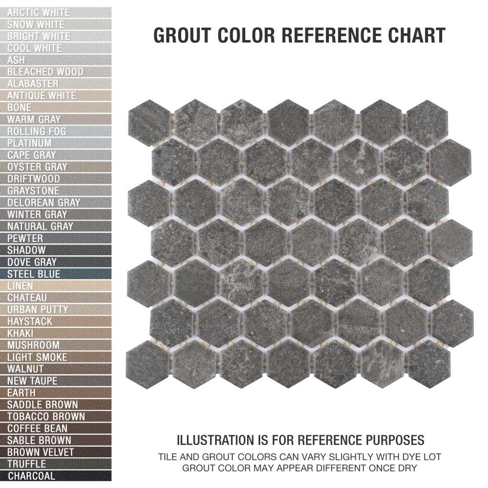 Liverpool Hex Dark Grey 10 in. x 11-3/8 in. Ceramic Mosaic Tile