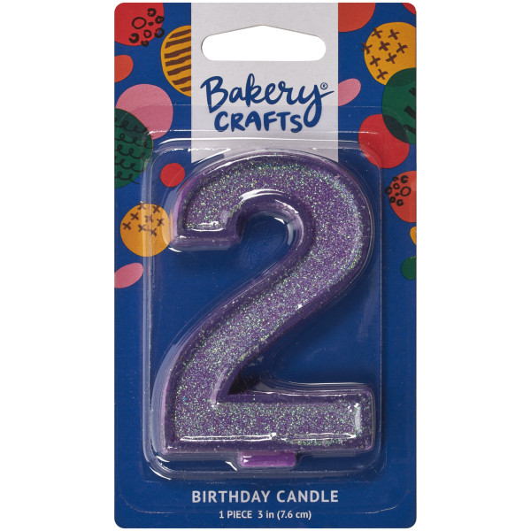 2 Glitter Numeral Candles