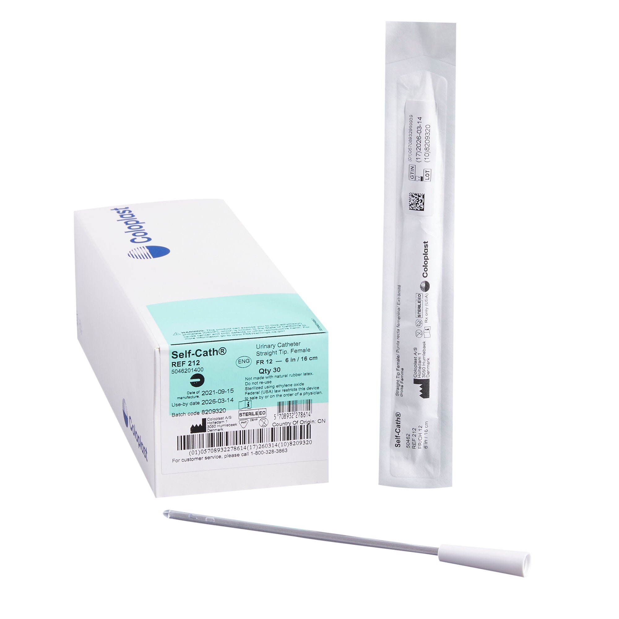 Self-Cath® Female Urethral Catheter, 12 Fr, Straight Tip