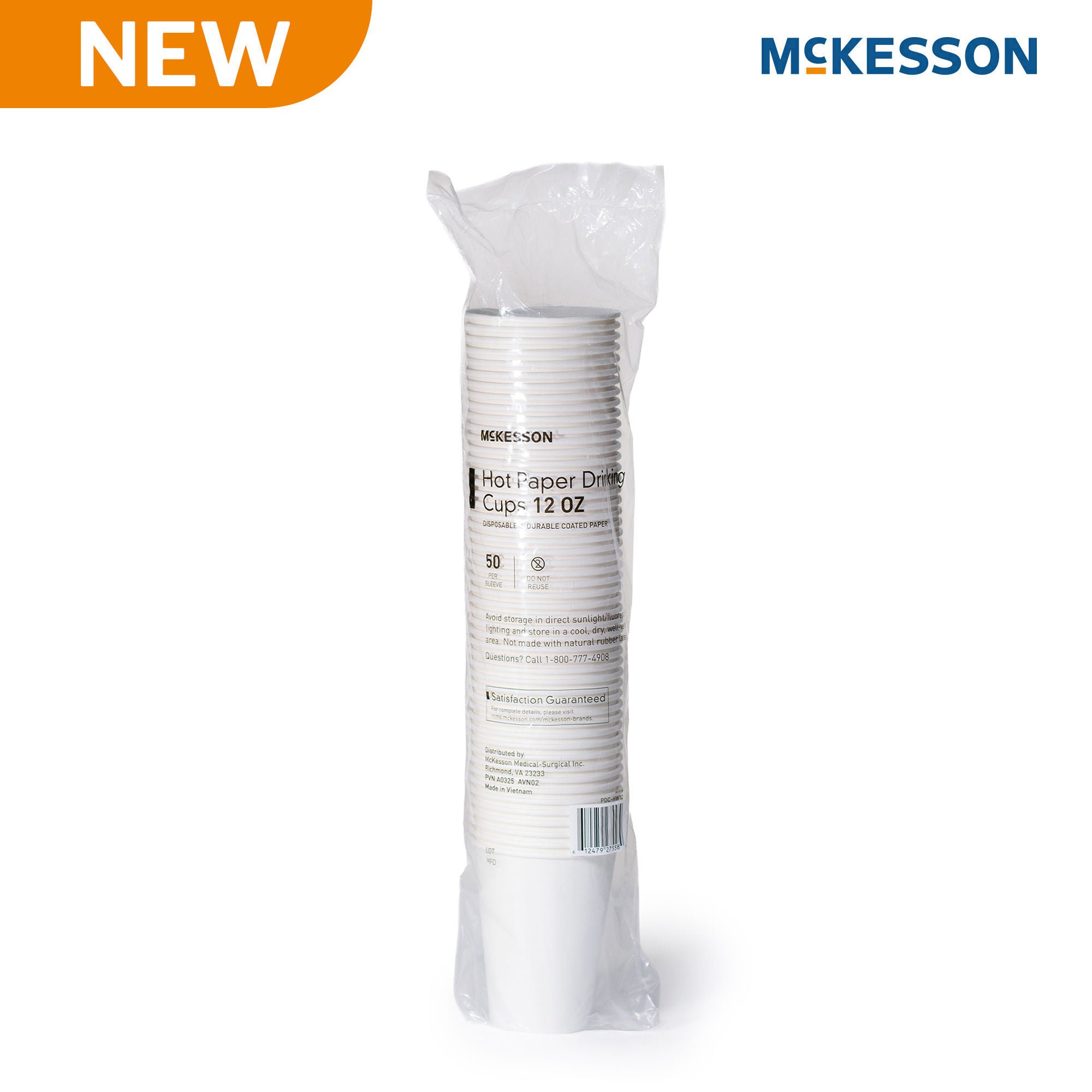 McKesson Paper Drinking Cup for Hot Beverages, White, 12-ounce Capacity