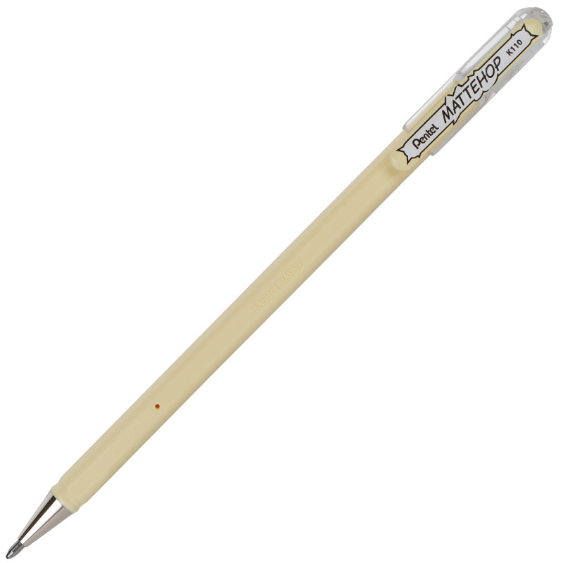 Hybrid MATTEHOP Gel Roller, 1.0mm, Matte Ivory White Ink, Pack of 12