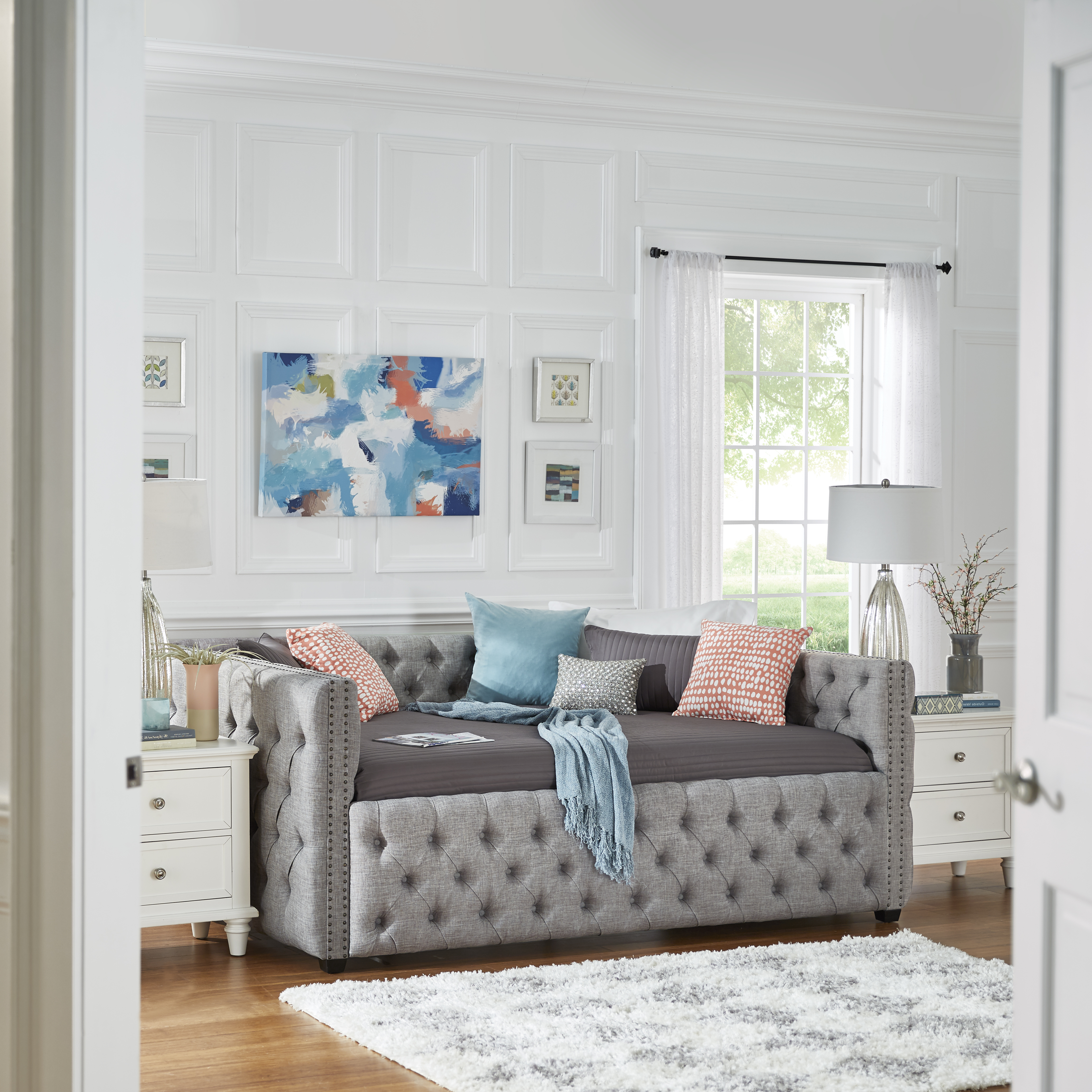 Tufted Nailhead Daybed and Trundle