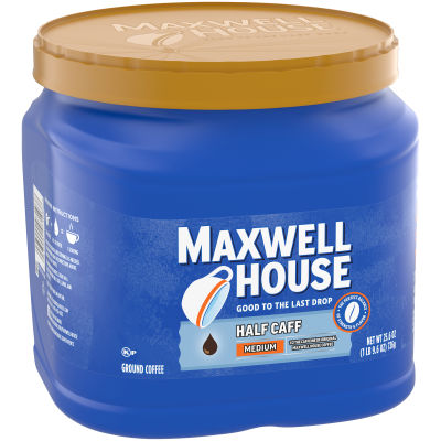 Maxwell House Half Caff Ground Coffee 1/2 the Caffeine, 25.6 oz Canister
