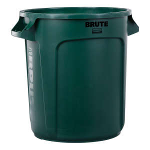 Rubbermaid Commercial, VENTED BRUTE®, 10gal, Resin, Green, Round, Receptacle