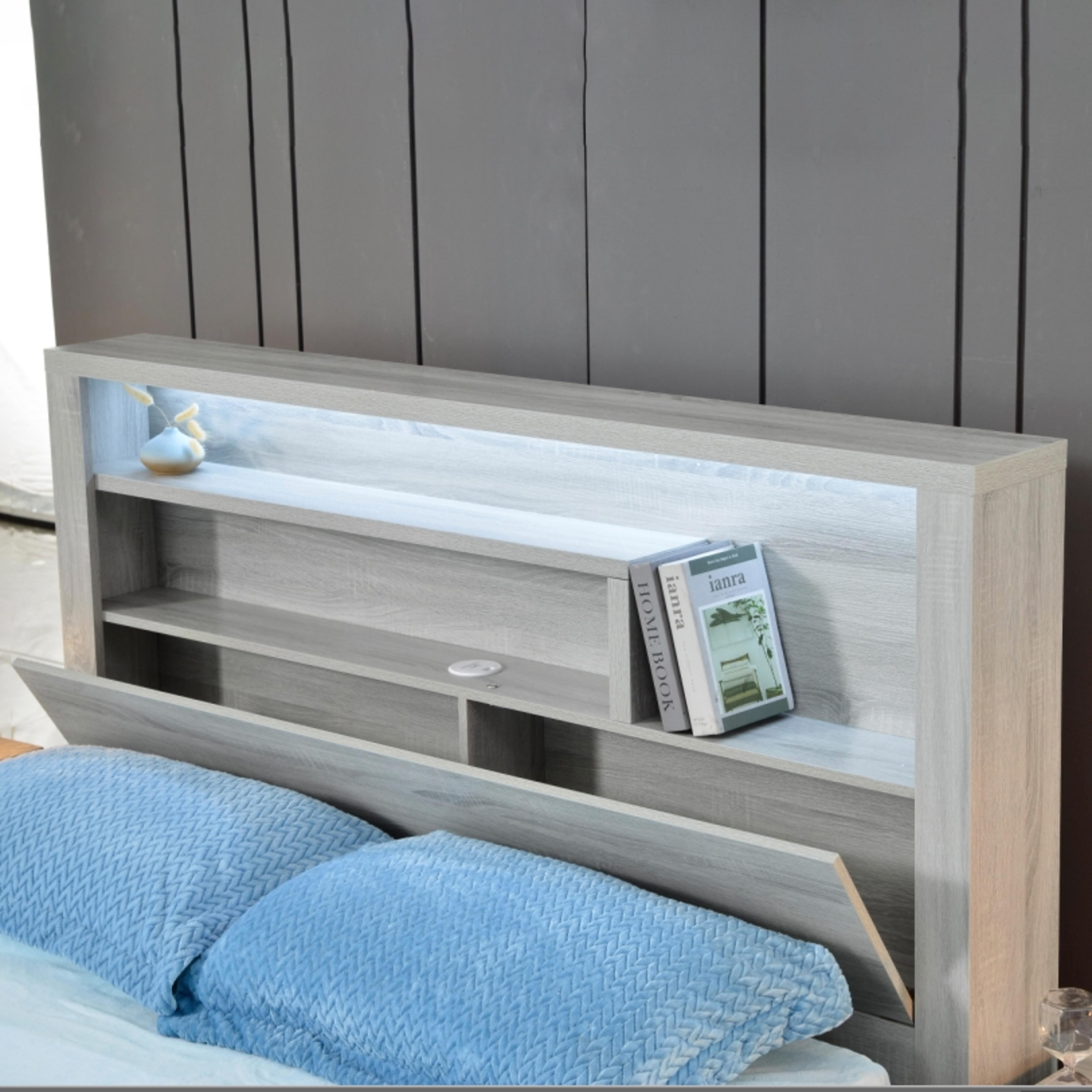 Product image of the  Bellevue Bed Frame, Front Slat Gas Lift Base, Cement Grey from Forty Winks
