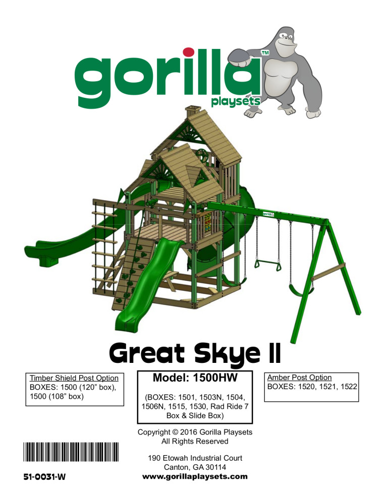 Gorilla Playsets Great Skye II Wooden Swing Set with 3 Slides, Rope