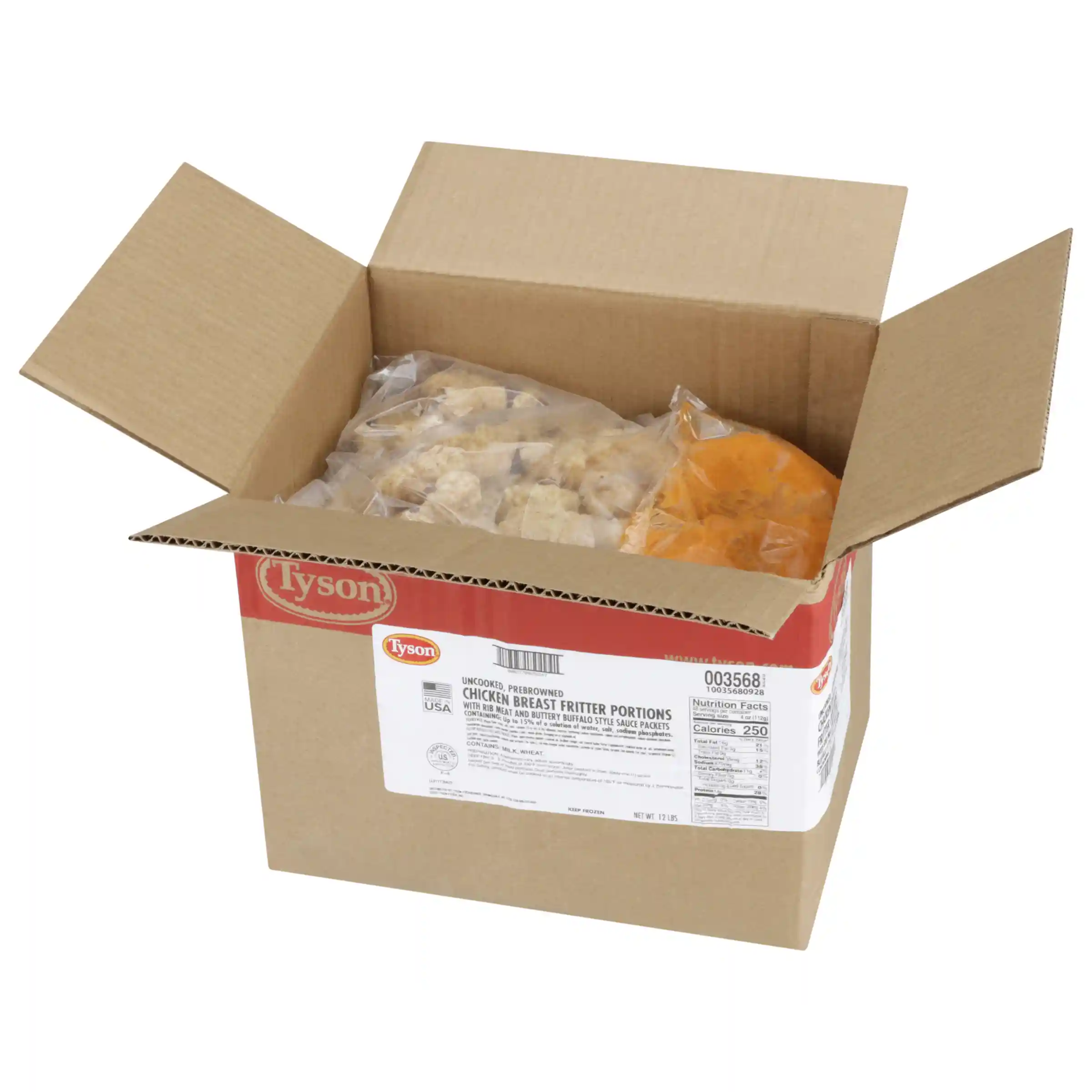 Tyson® Uncooked Chicken Breast Chunk Fritters with Buttery Buffalo Style Sauce Packets_image_31