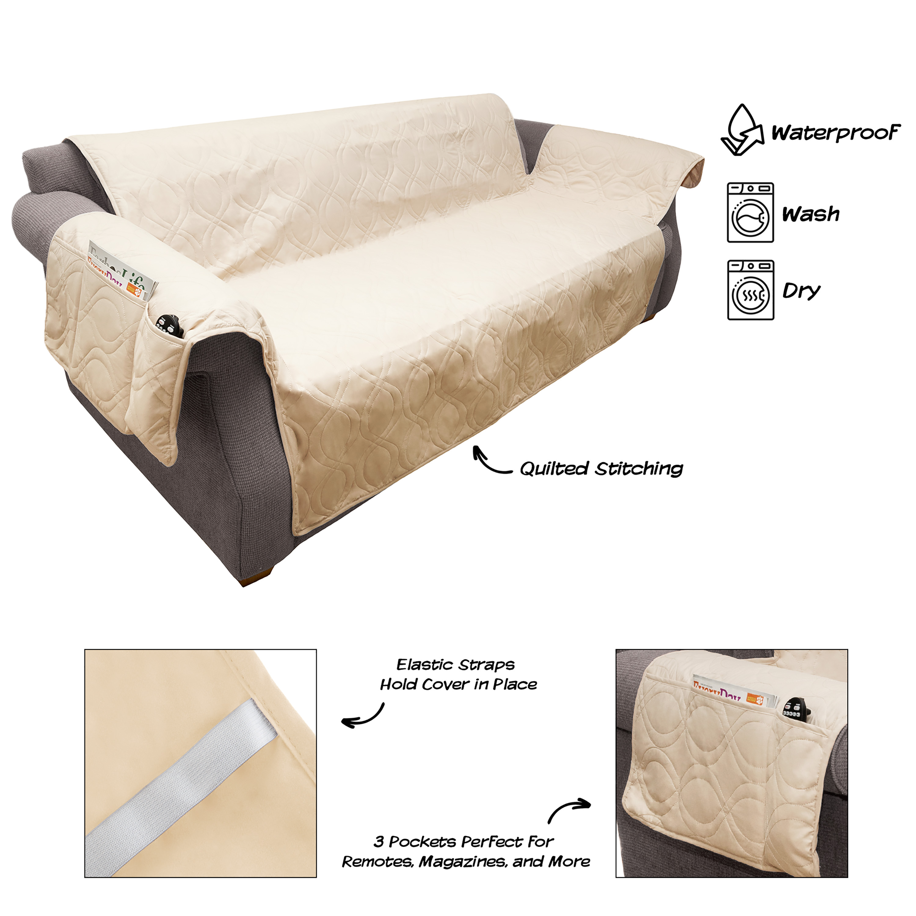 Furniture Cover Waterproof Couch Sofa Protector Kids Pets Dogs Stain Resistant - Picture 11 of 11