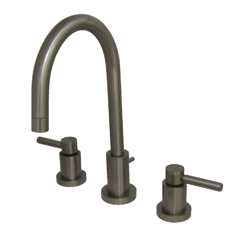 Widespread Bathroom Faucet with Brass Pop-Up, Brushed Nickel with 2 Finish Options