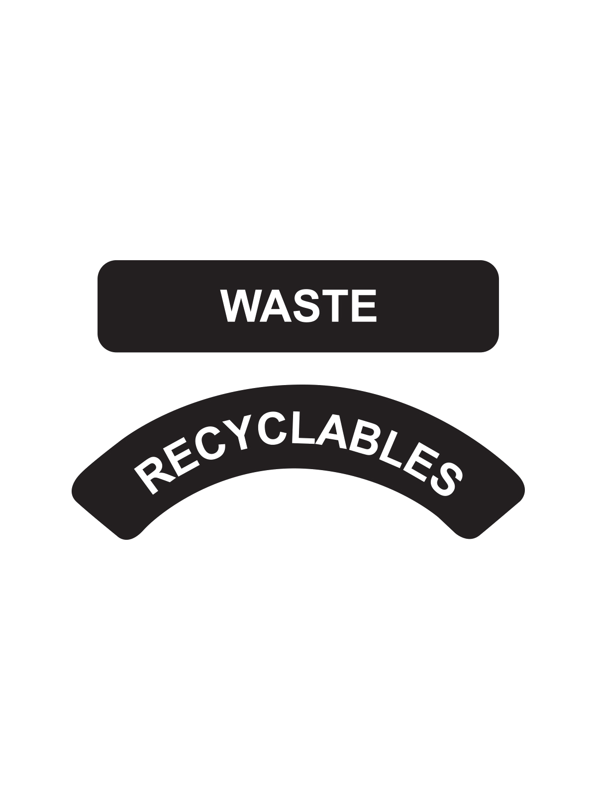 SUSTAINABLE CITY – Label – Recyclables-Waste – Black-White