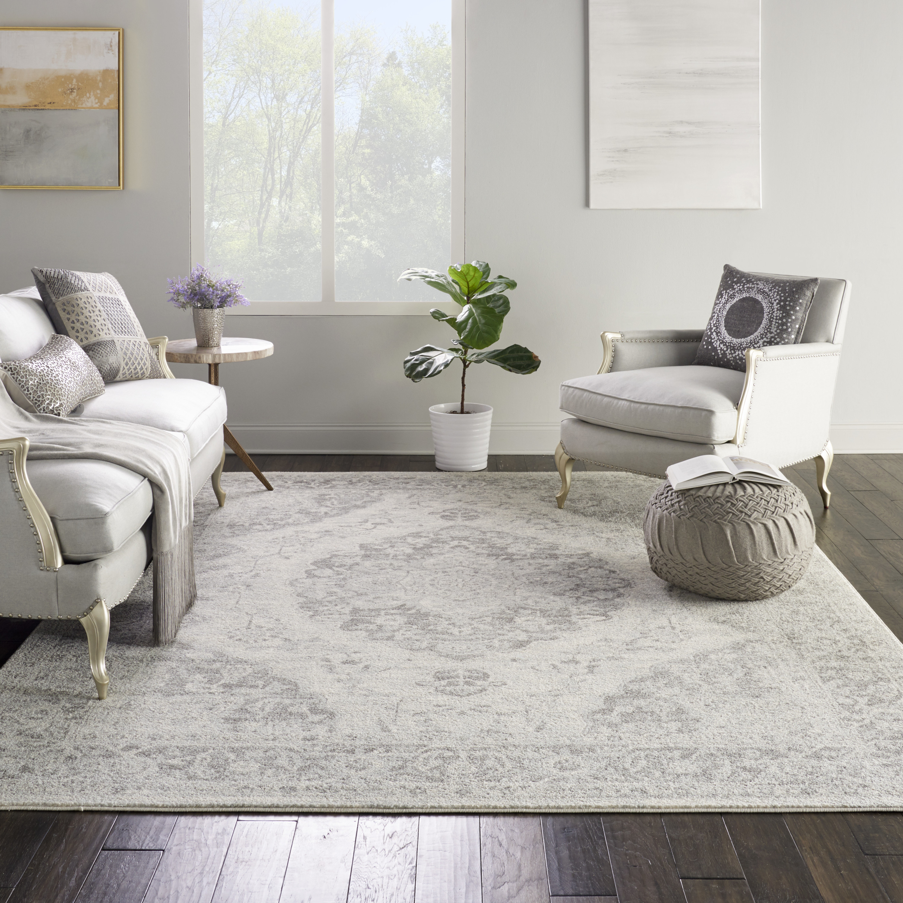 Nourison Tranquil 8'10" x 11'10" Ivory Grey Vintage Indoor Rug