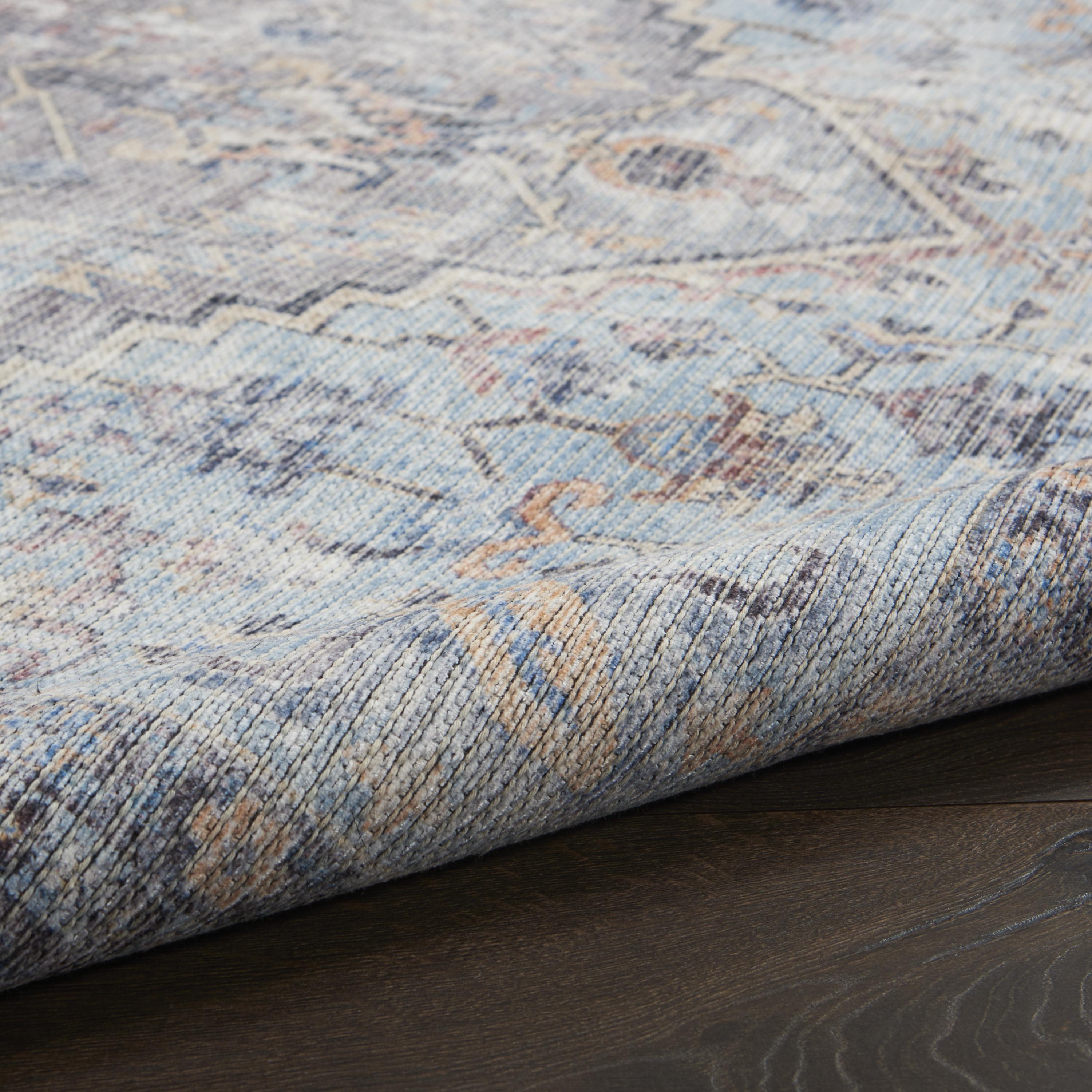 Nourison New Concept Washables 5'3" x 7'3" Light Grey Blue Vintage Indoor Rug