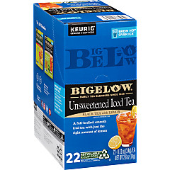 Bigelow Unsweetened Black Iced Tea with Lemon Brew Over Ice K-Cup® pods-Case of 4 boxes Total of 88 