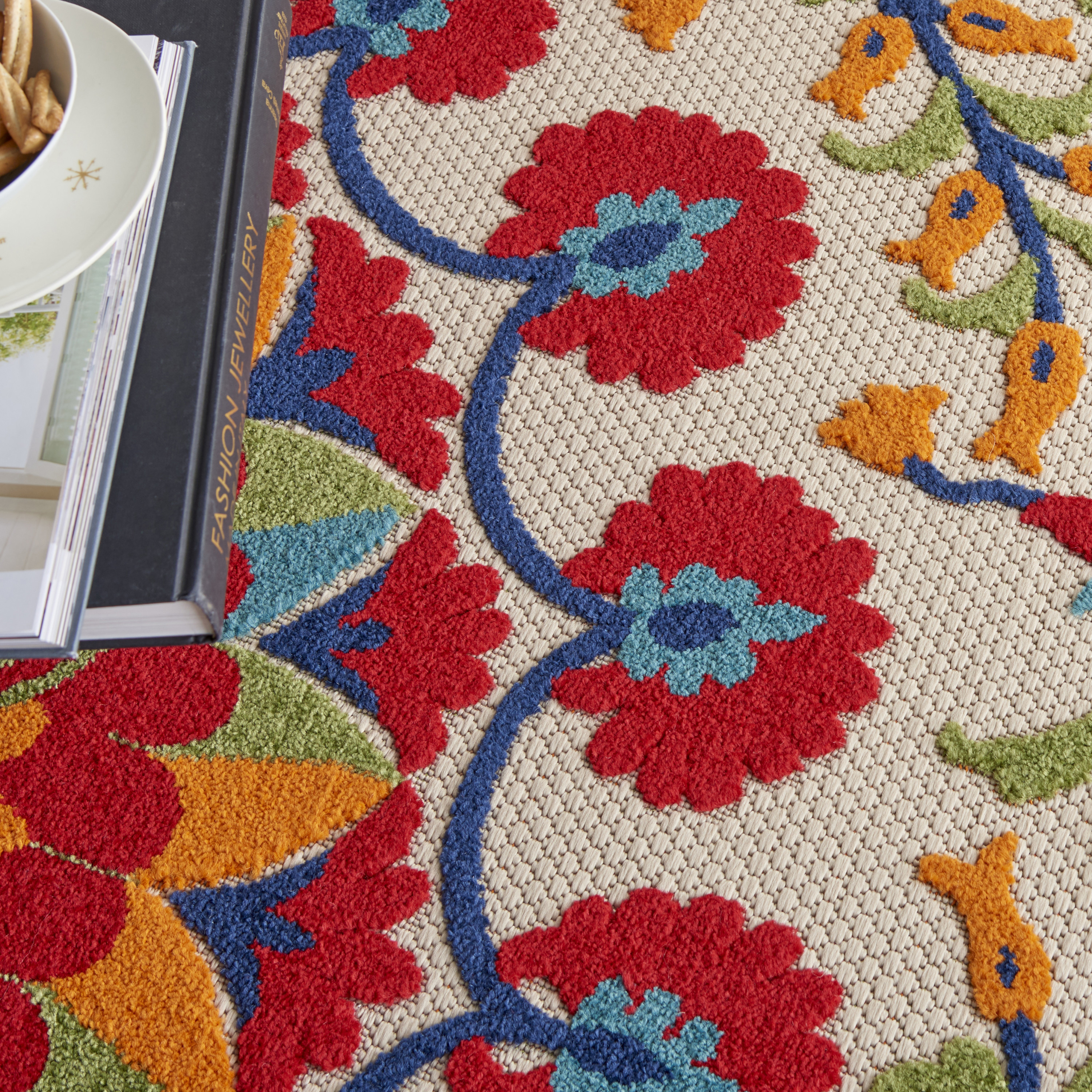 Nourison Aloha 2'8" x 4' Red Multicolor Transitional Rug