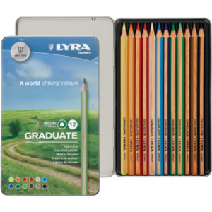 Graduate Colored Pencils Set Tin, Assorted Colors, 12 Pieces