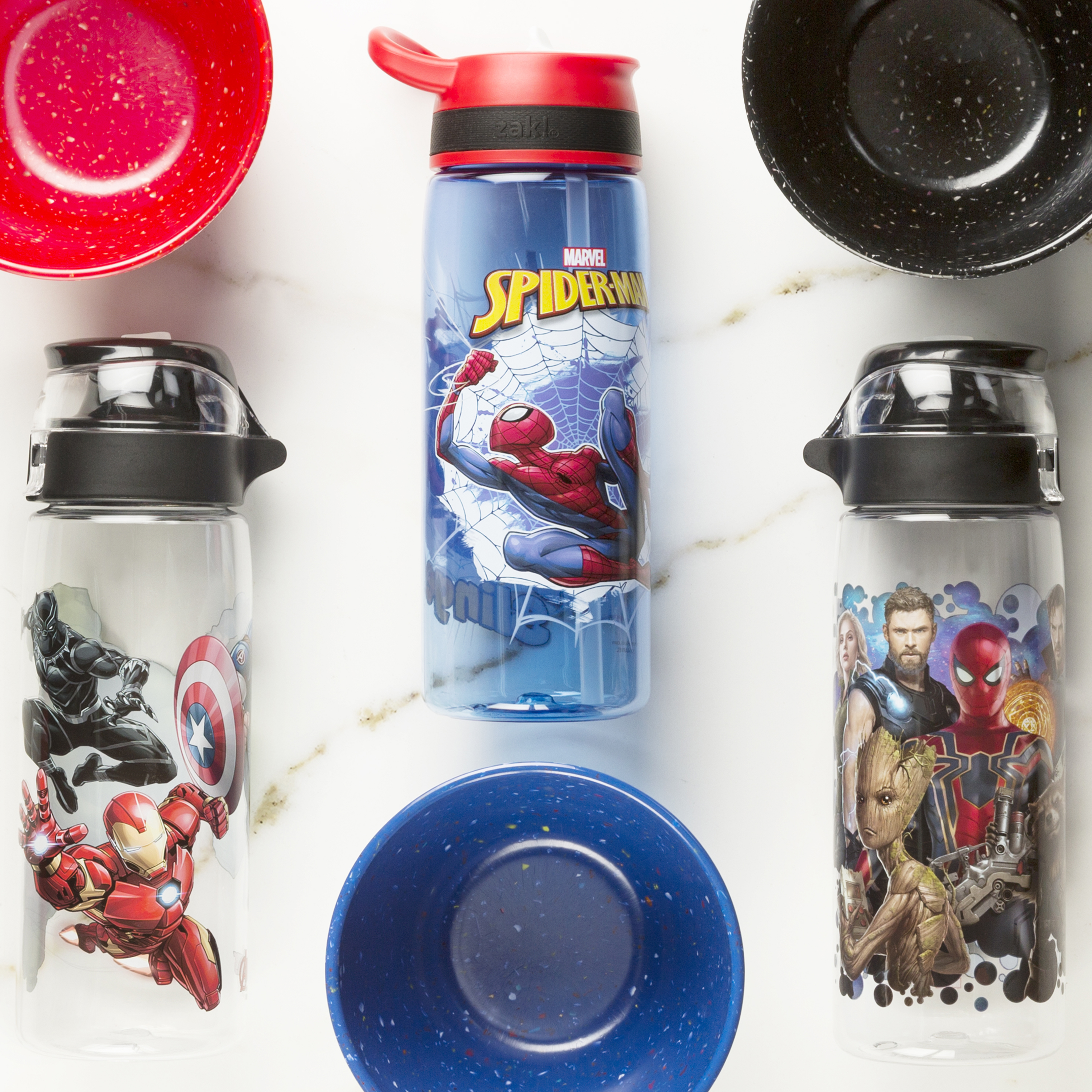 Marvel Comics 25 ounce Water Bottle, Spider-Man, Groot, Star-Lord & Rocket Raccoon slideshow image 2 Marvel Comics 25 ounce Water Bottle, Spider-Man, Groot, Star-Lord & Rocket Raccoon slideshow image 2