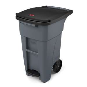 Rubbermaid Commercial, BRUTE®, Step-On Rollout, 32gal, Resin, Gray, Rectangle, Receptacle