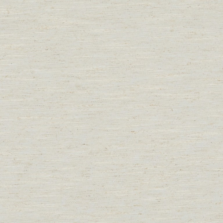 Beige woven linen fabric with horizontal slub texture; covering surface evenly and revealing subtle irregular threads and flecks; shown close-up under soft, diffuse lighting in a neutral, minimal setting.