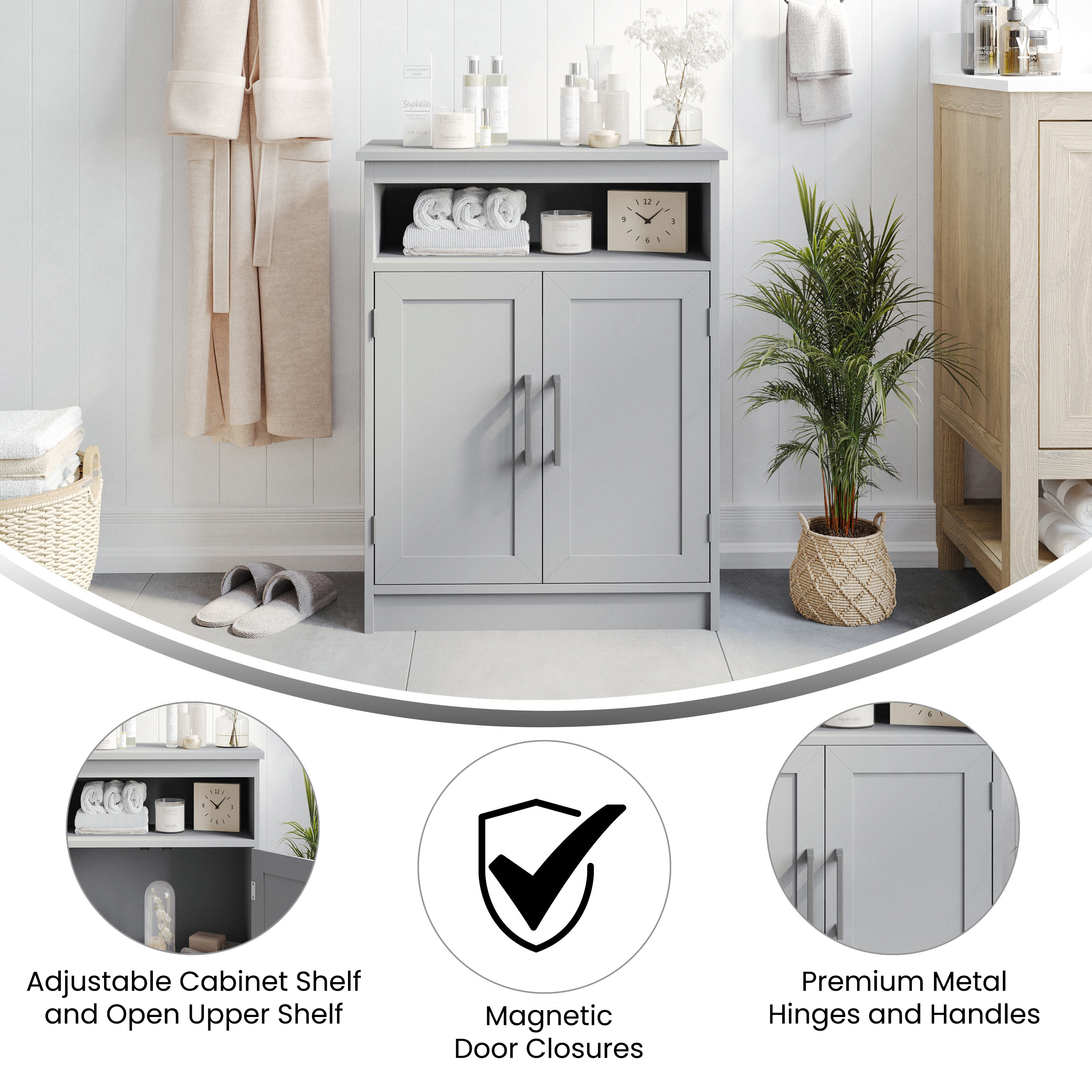 Organizador de gabinete de almacenamiento de baño Vesta con estante ajustable en el gabinete, dos... - Imagen 15 de 21