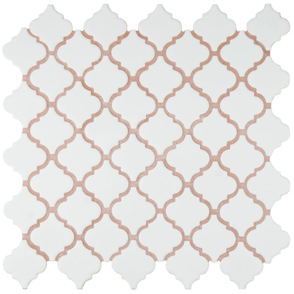 Hudson Tangier Matte White 12.38x12.38 Lantern Porcelain Floor and Wall Digital Pattern