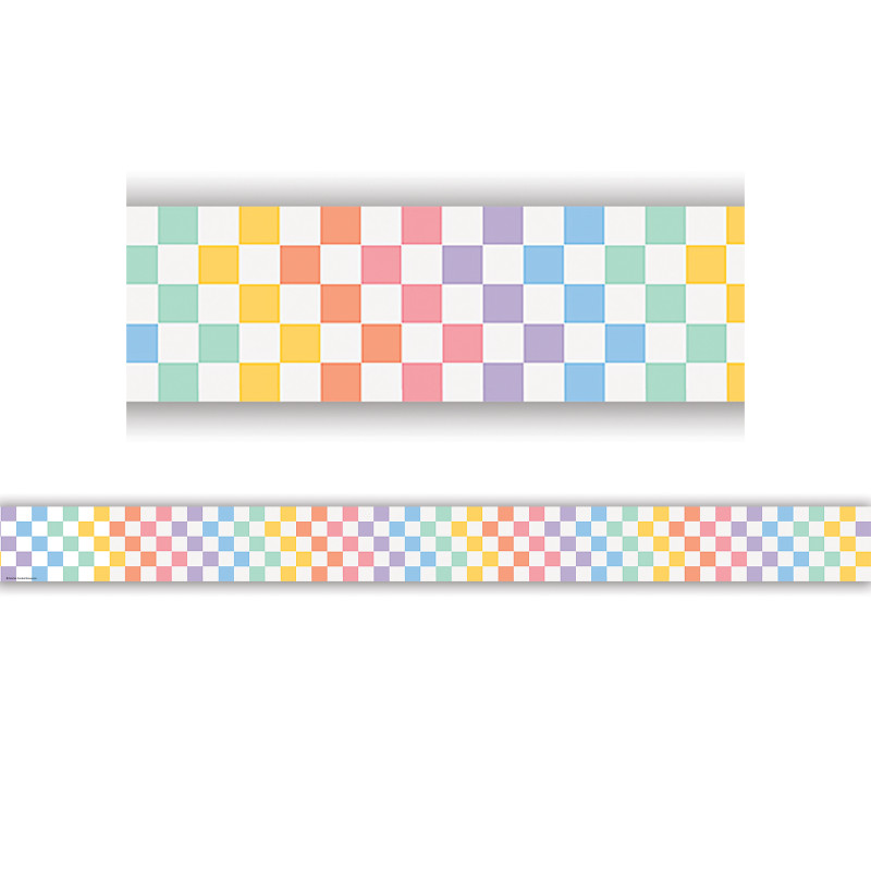 Cool for School Checkers Straight Border Trim, 35 Feet